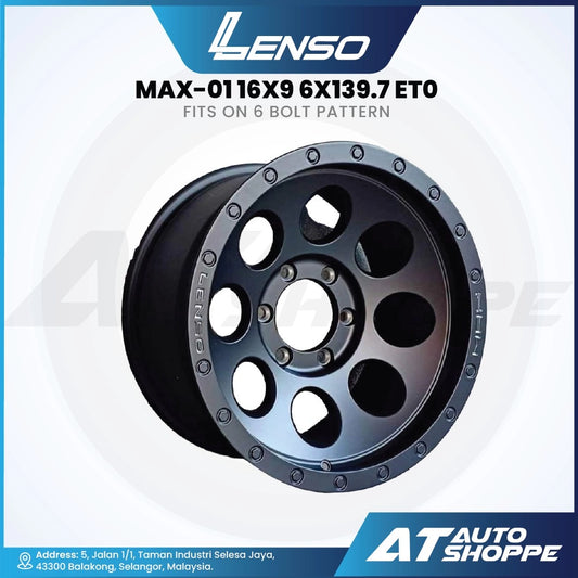 Lenso Max 01-Matte Black 16x9 ET0 6x139.7 (1 Piece)