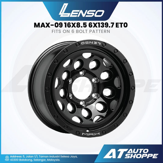 Lenso Max 09-Matte Black 16x8.5 ET0 6x139.7 (1 Piece)
