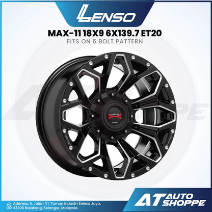 Lenso Max 11-Black/Mill 18x9 ET20 6x139.7 (1 Piece)