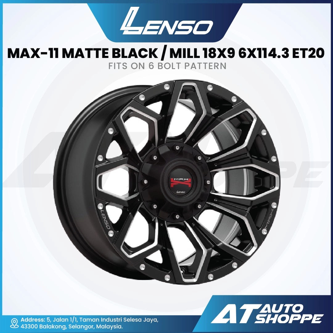 Lenso Max 11-Matte Black/Mill 18x9 ET20 6x114.3 (1 Piece)