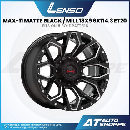 Lenso Max 11-Matte Black/Mill 18x9 ET20 6x114.3 (1 Piece)