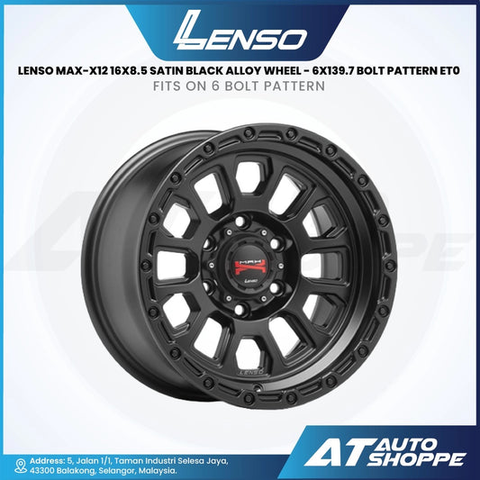 Lenso MAX X12-Satin Black 16x8.5 ET0 6x139.7 ( 1 Piece)