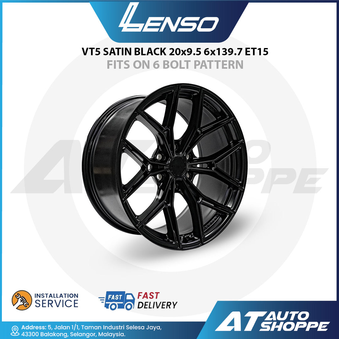 Lenso VT5 Satin Black 20x9.5 6x139.7 ET15 (1 Piece)