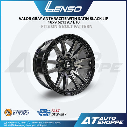 Lenso Valor Gray Anthracite With Satin Black Flip 18x9 6x139.7 ET0