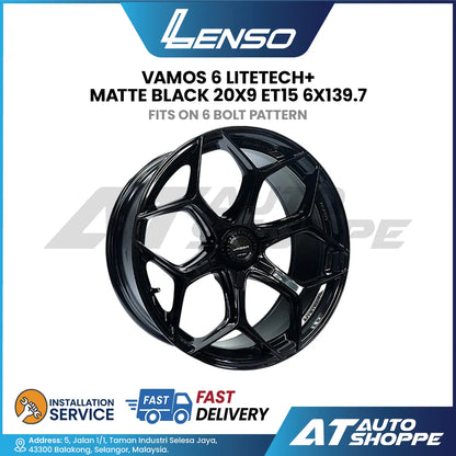 Lenso Vamos 6 Litetech+ Matte Black 20x9 ET15 6x139.7 (1 Piece)
