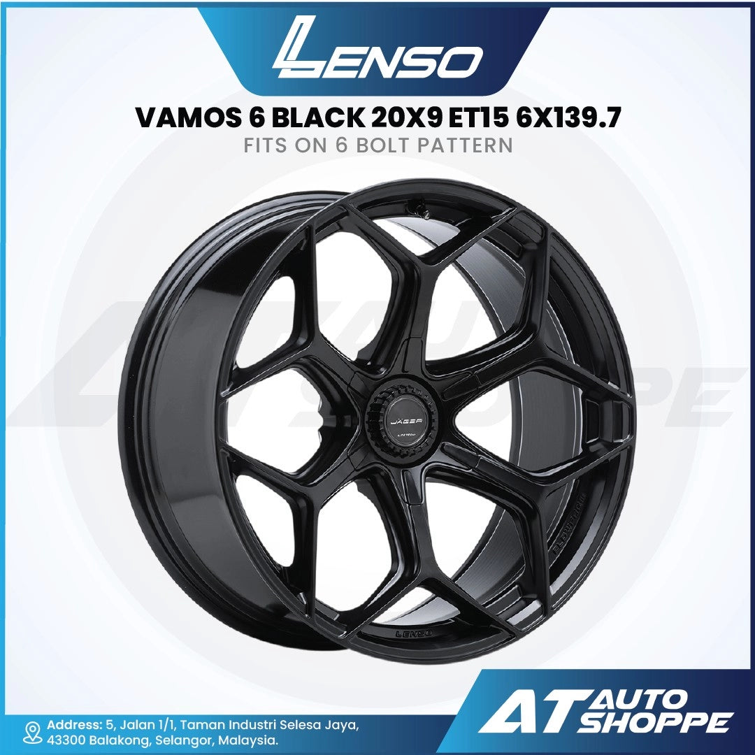 Black alloy wheel with product details on a white background