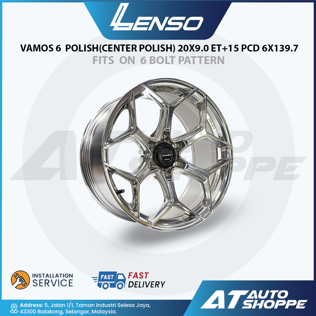 Lenso Vamos 6 Polish (Center Polish) 20x9.0 ET+15 PCD 6x139.7 (1 Piece)