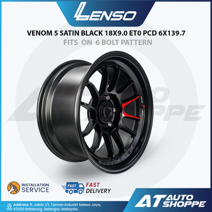 Lenso Venom 5-Satin Black 18x9 ET0 6x139.7 (1 Piece)