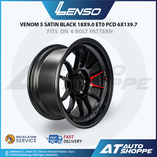 Lenso Venom 5-Satin Black 18x9 ET0 6x139.7 (1 Piece)