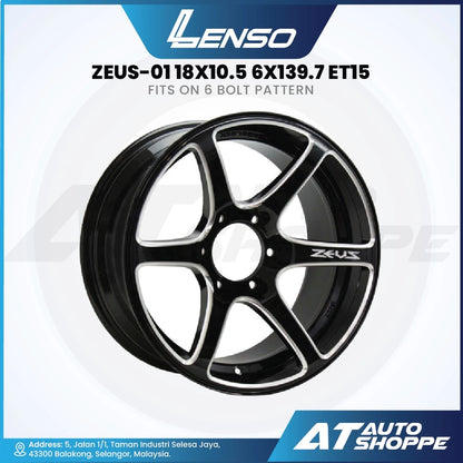 Lenso Zeus 01-Matte Black 18x10.5 ET15 6x139.7 (1 Piece)