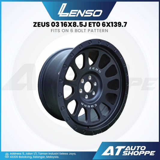 Lenso Zeus 03-Matte Black 16x8.5J ET0 6x139.7 (1 Piece)