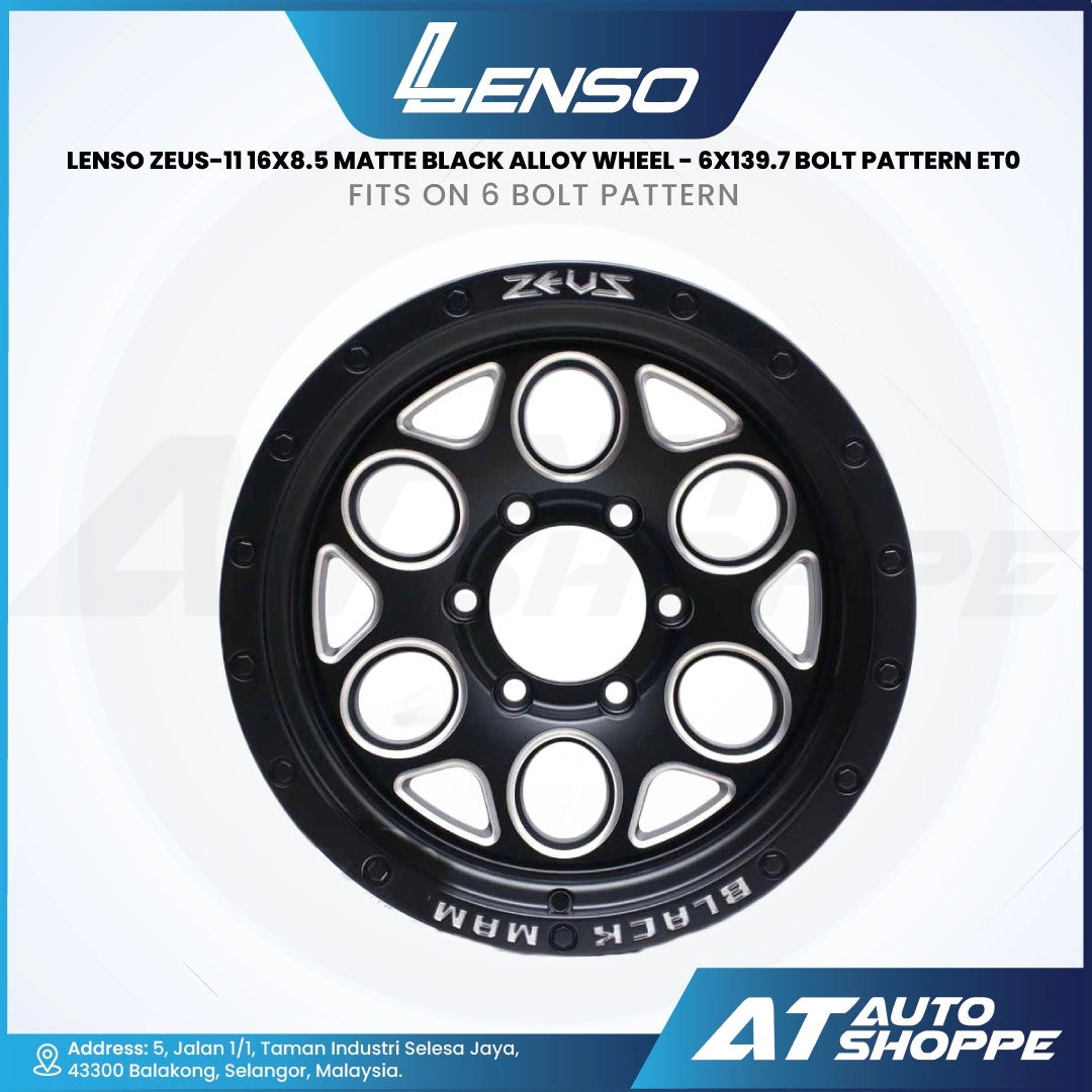 Lenso Zeus 11-Matte Black 16x8.5 ET0 6x139.7 (1 Piece)