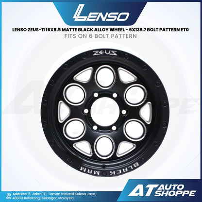 Lenso Zeus 11-Matte Black 16x8.5 ET0 6x139.7 (1 Piece)