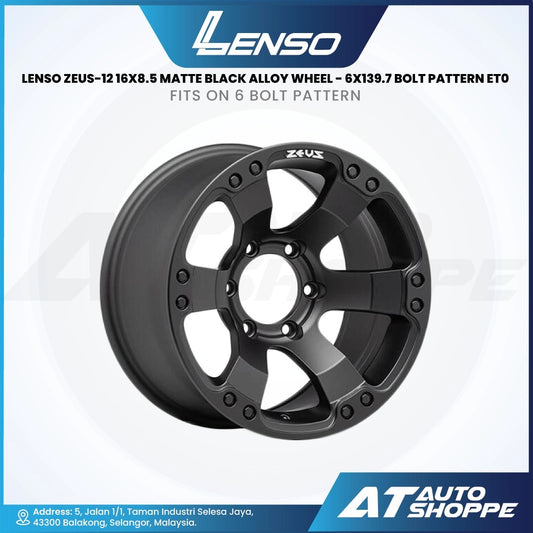 Lenso Zeus 12-Matte Black 16x8.5 ET0 6x114.3 (1 Piece)