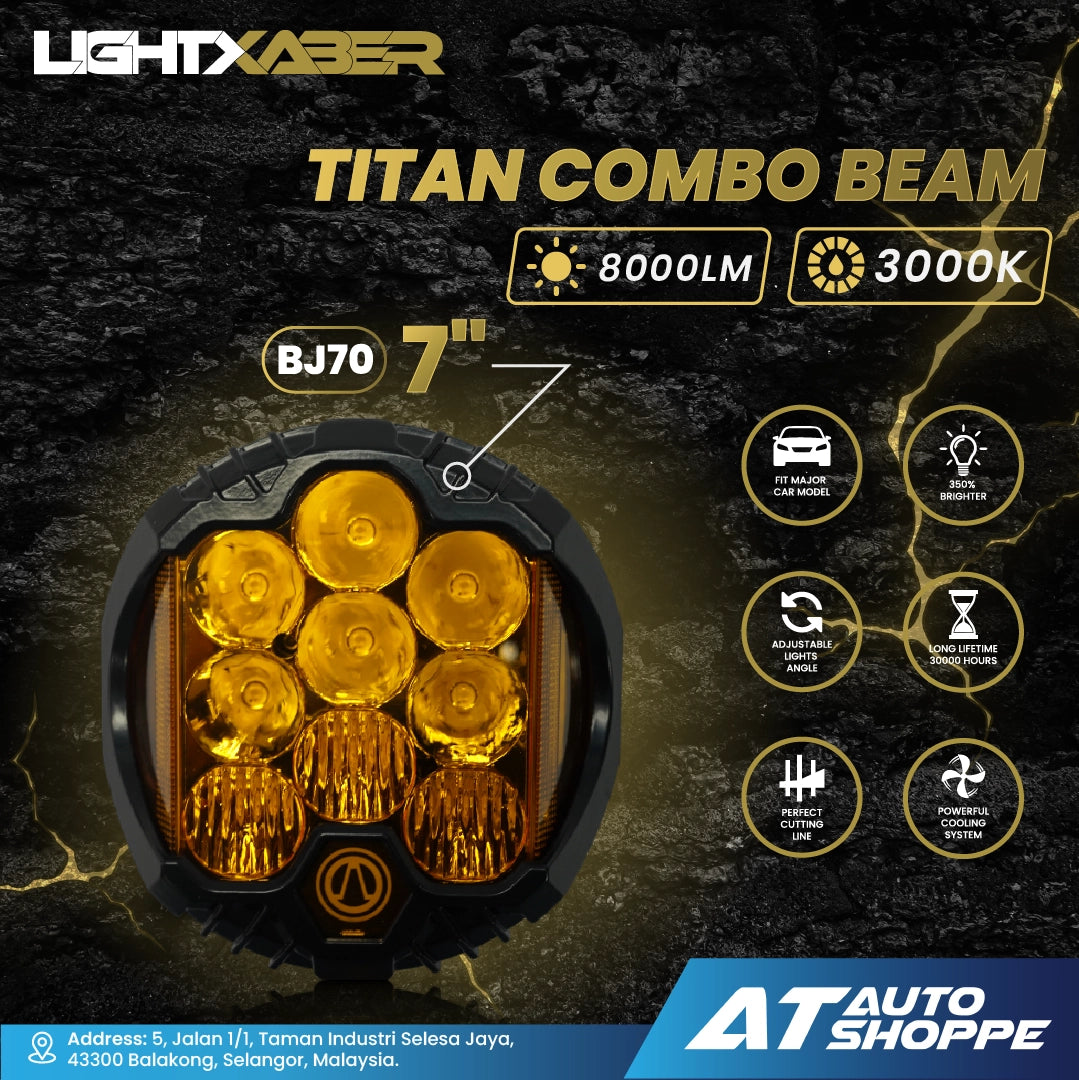 Lightxaber BJ70 Yellow LED Spotlight 7" 3000K (1 Piece)
