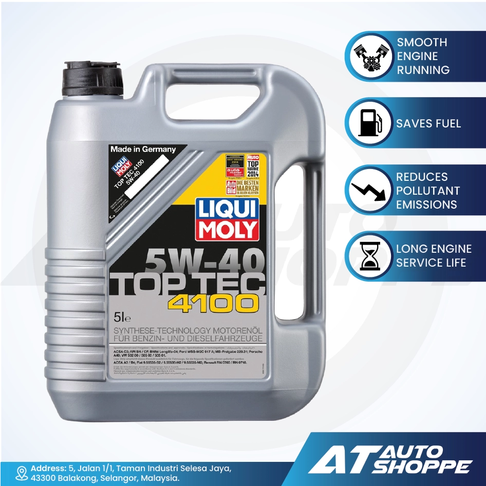 Liqui Moly Top Tec 4100 5W40 Full Synthetic Engine Oil (5L)