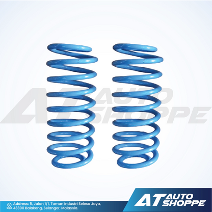 Two blue Lovells springs on a white background with AT Auto Shoppe branding.