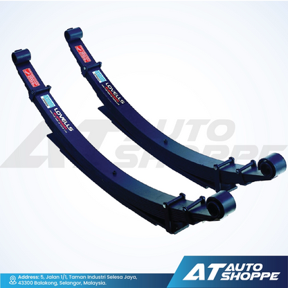 Pair of leaf springs with 'AT Auto Shoppe' branding on a white background