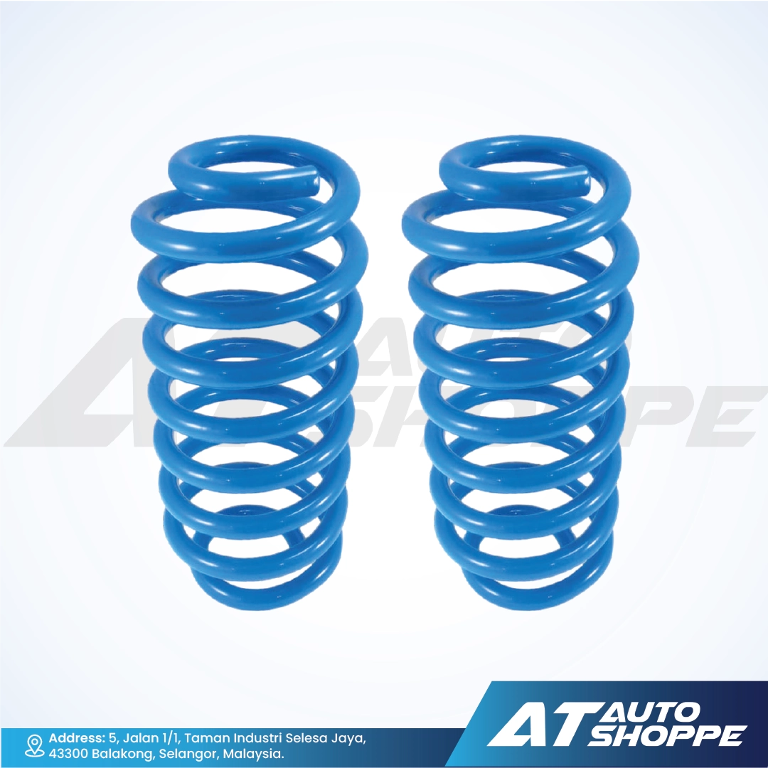 Two blue springs on a white background with AT Auto Shoppe branding.