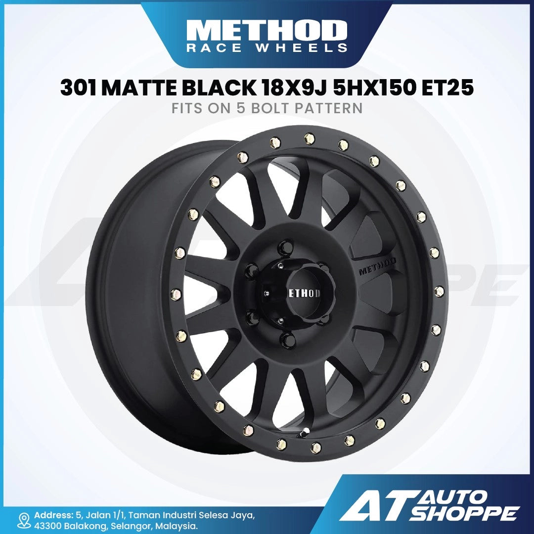 Method MR301-Matte Black 18x9 ET25 5x150 (1 piece)