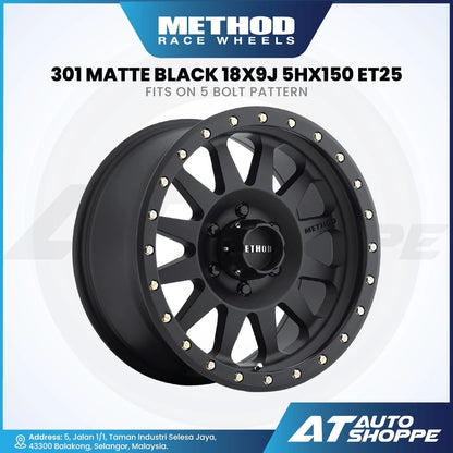 Method MR301-Matte Black 18x9 ET25 5x150 (1 piece)
