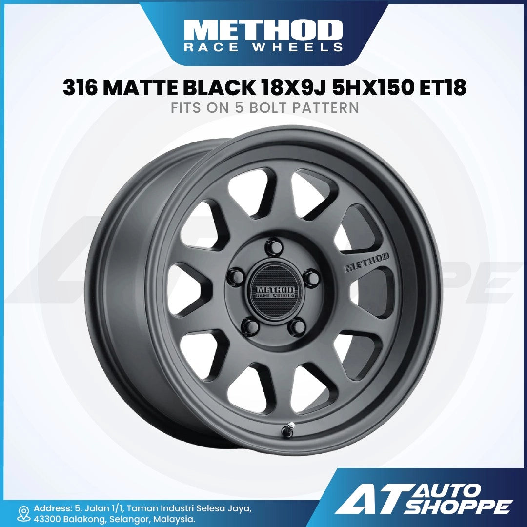 Method MR316-Matte Black 18x9 ET18 5x150 (1 Piece)