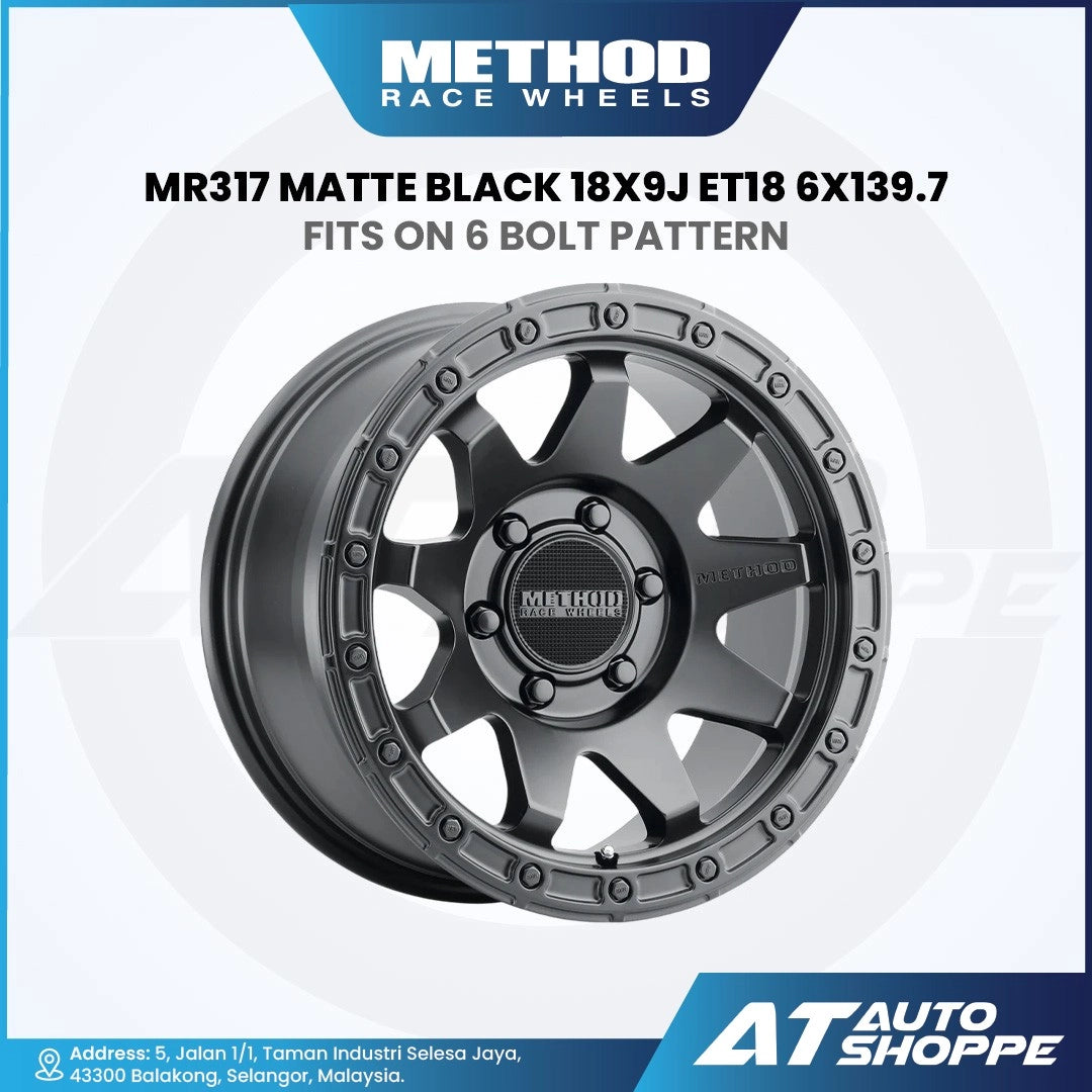 Method MR317-Matte Black 18x9 ET18 6x139.7 (1 Piece)