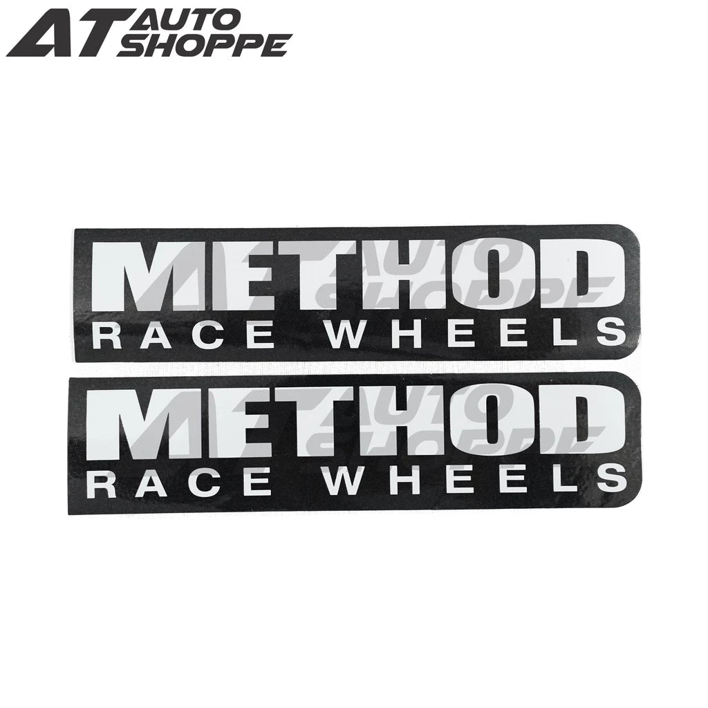 Two 'Method Race Wheels' decals on a white background