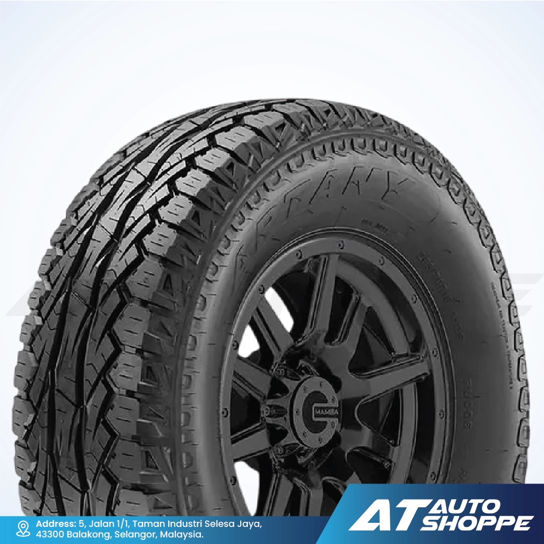 Milever tire with tread pattern and rim on a white background, featuring AT Auto Shoppe branding.