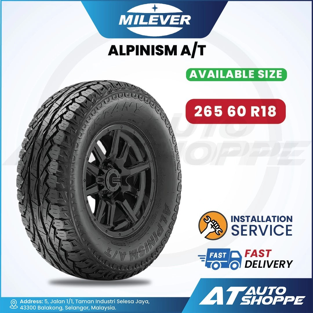 Milever Alpinism A/T tire with size 265 60 R18 on a white background