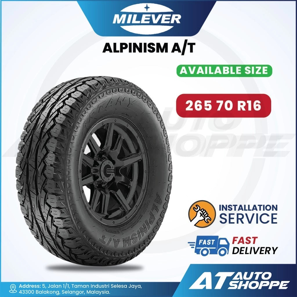 Milever Alpinism A/T tire with size 265 70 R16 on a white background