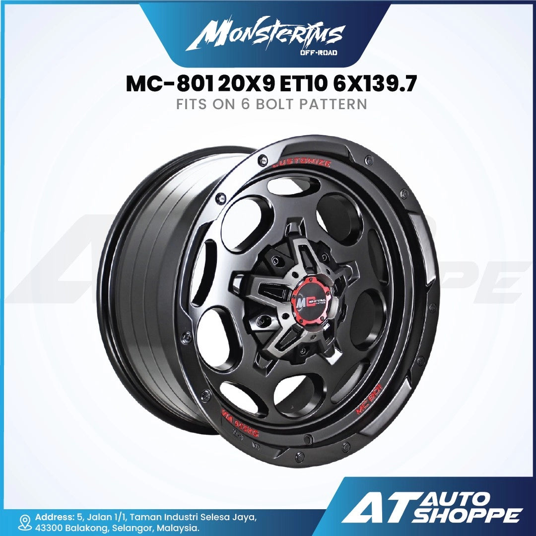 Monsterims MC-801 Black Mill 20x9 ET10 6x139.7 (1 Piece)