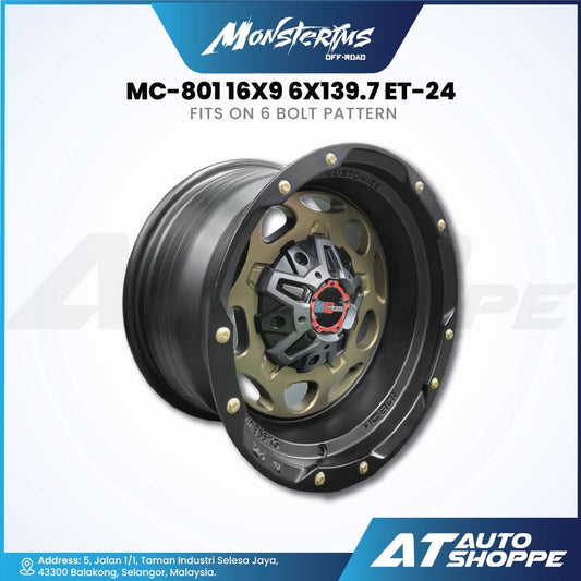 Monsterims MC-801 Bronze Black Lip 16x9 ET-24 6x139.7 (1 piece)