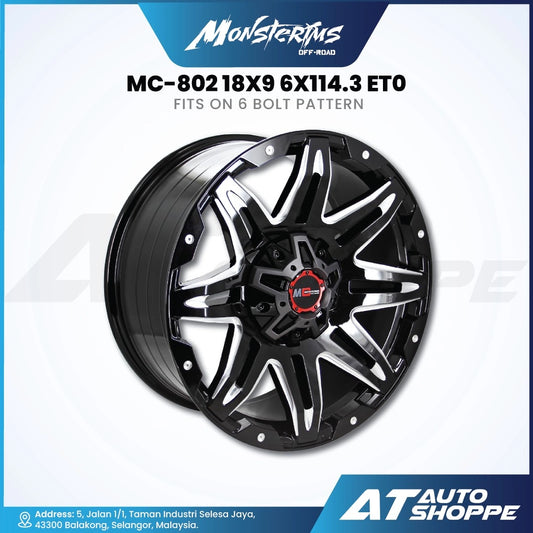 Monsterims MC-802 Satin Black 18x9 ET0 6x114.3 (1 Piece)