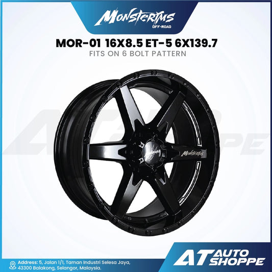 Monsterims MOR-01 Black Mill 16x8.5 ET-5 6x139.7 (1 Piece)