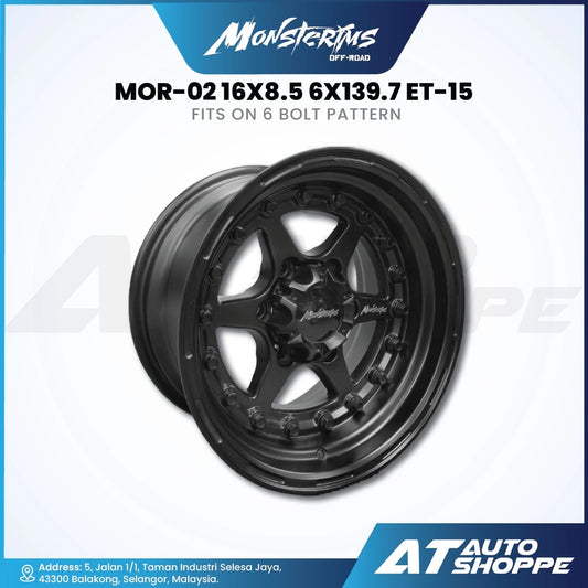 Monsterims MOR-02 Matte Black 16x8.5 ET-15 6x139.7 (1 Piece)