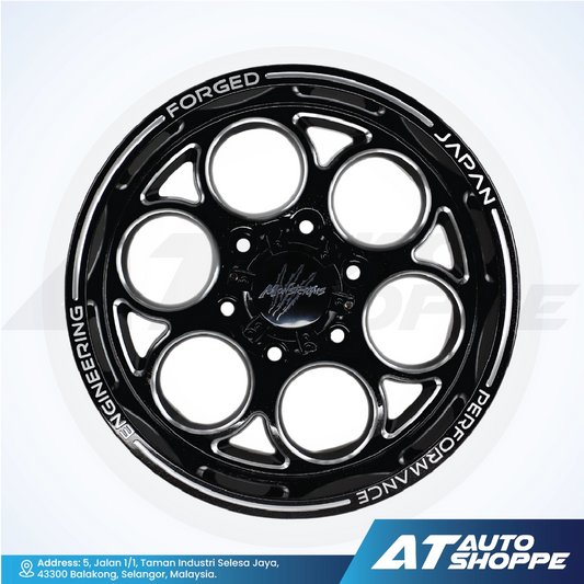 Monsterims alloy wheel with text on a white background, featuring AT Auto Shoppe branding.