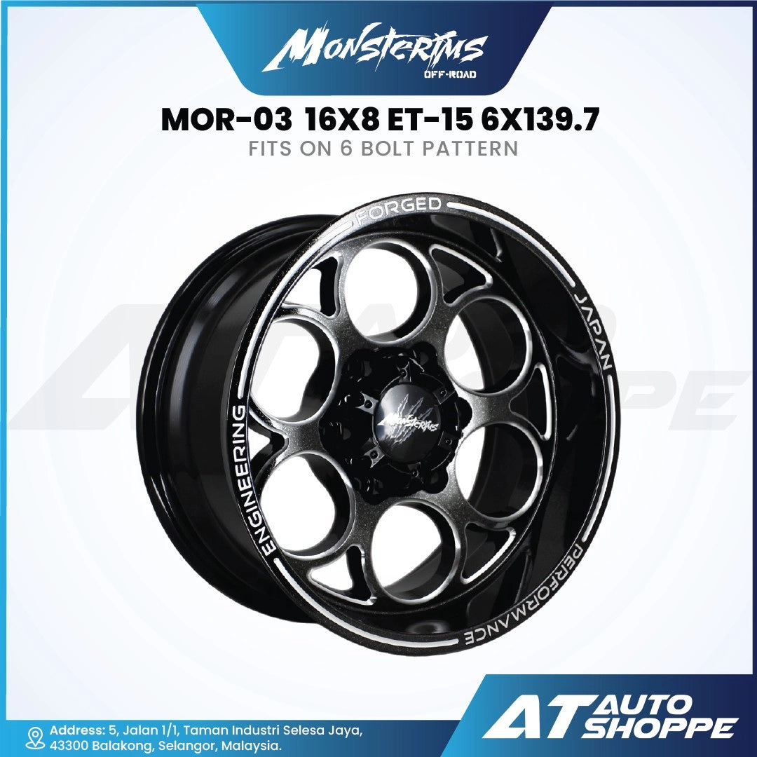 Monsterims wheel with specifications on a white background, featuring At Auti Shoppe branding.