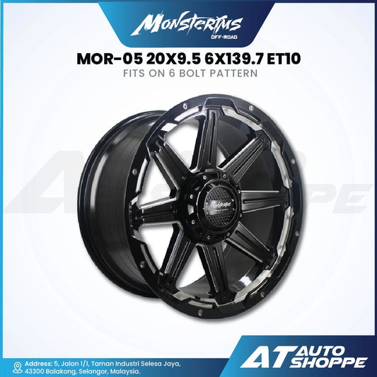 Monsterims MOR-05 Black Mill 20x9.5 ET10 6x139.7 (1 Piece)