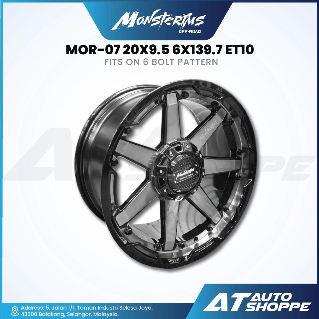 Monster M off-road wheel with specifications on a white background