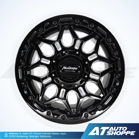 Monsterims MOR-08 Shockwave Black Mill 16x9 ET10 6x139.7 (1 Piece)