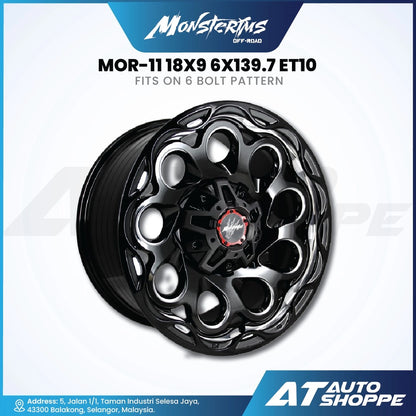 Monsterims MOR-11 Satin Black Machine Matte Black Clear 18x9 ET10 6x139.7 (1 Piece)