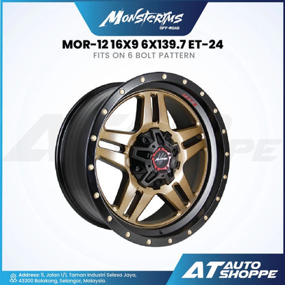 Monsterims MOR-12 Bronze Black Lip 16x9 ET-24 6x139.7 (1 Piece)