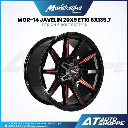Monsterims MOR-14 Javelin Black Mill 20x9 ET10 6x139.7 (1 Piece)