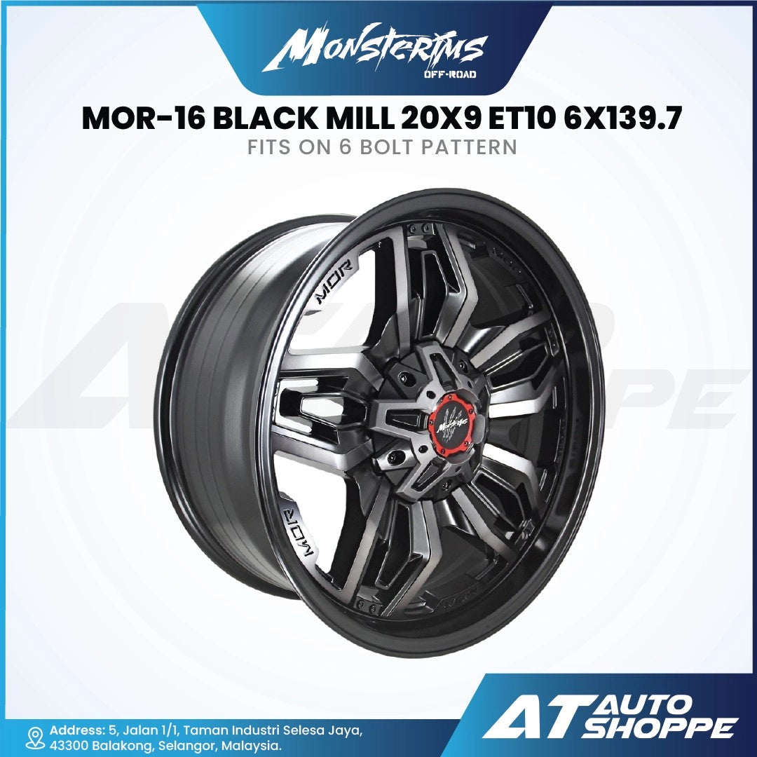 Monsterims MOR-16 Aurora Black Mill 20x9 ET10 6x139.7 (1 Piece)