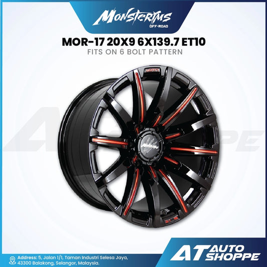 Monsterims MOR-17 Black Red Bronze Mill 20x9 ET10 6x139.7 (1 Piece)