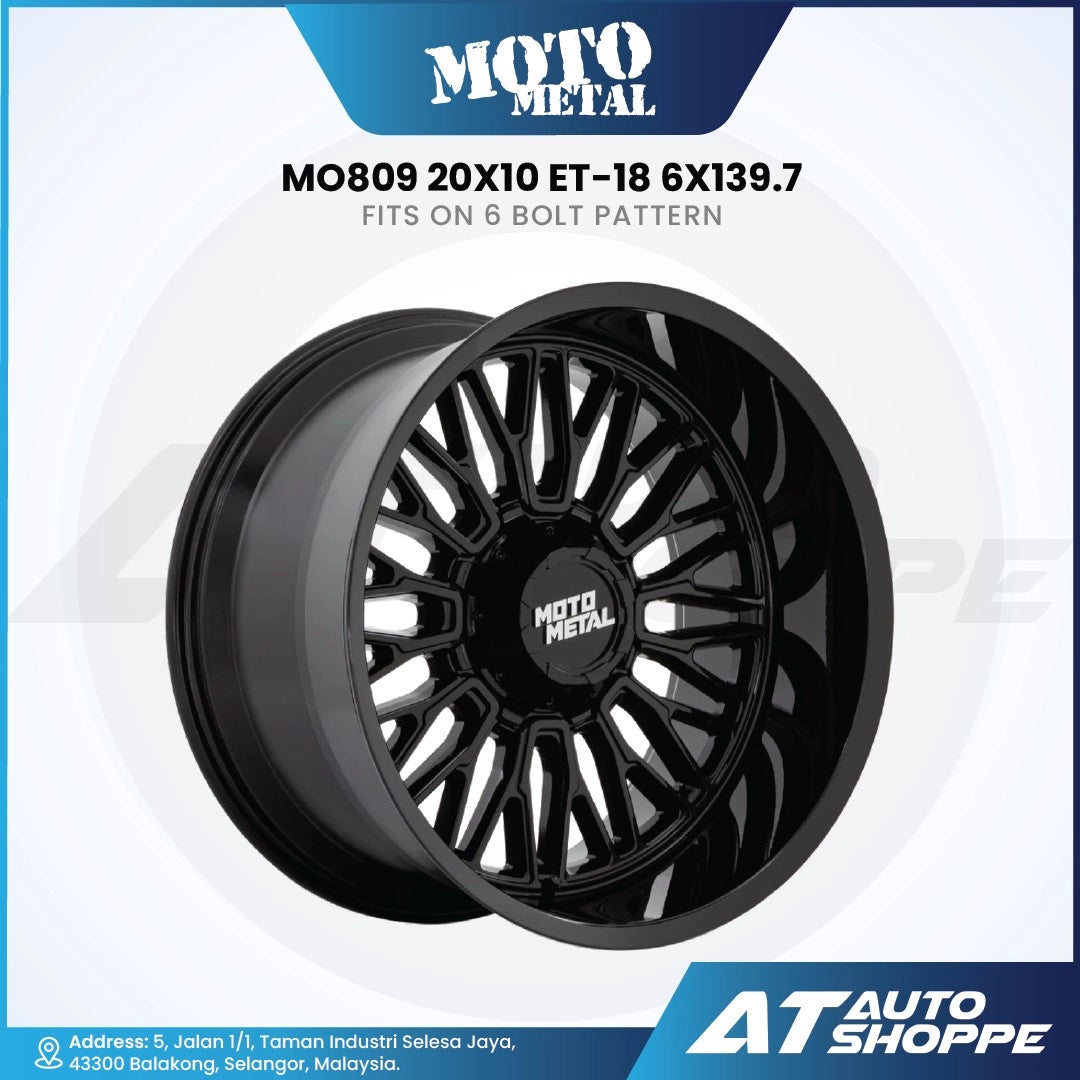 Moto Metal MO809-Gloss Black Machined 20x10 ET-18 6x139.7 (1 piece)