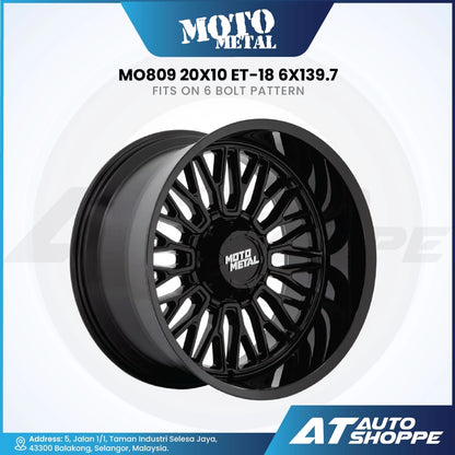 Moto Metal MO809-Gloss Black Machined 20x10 ET-18 6x139.7 (1 piece)