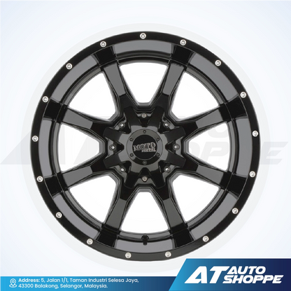 Moto Metal wheel with visible branding on a white background