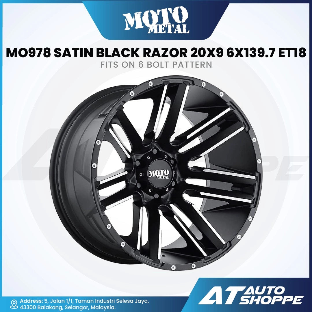 Moto Metal MO978-Satin Black Razor 20x9 ET18 6x139.7 (1 Piece)